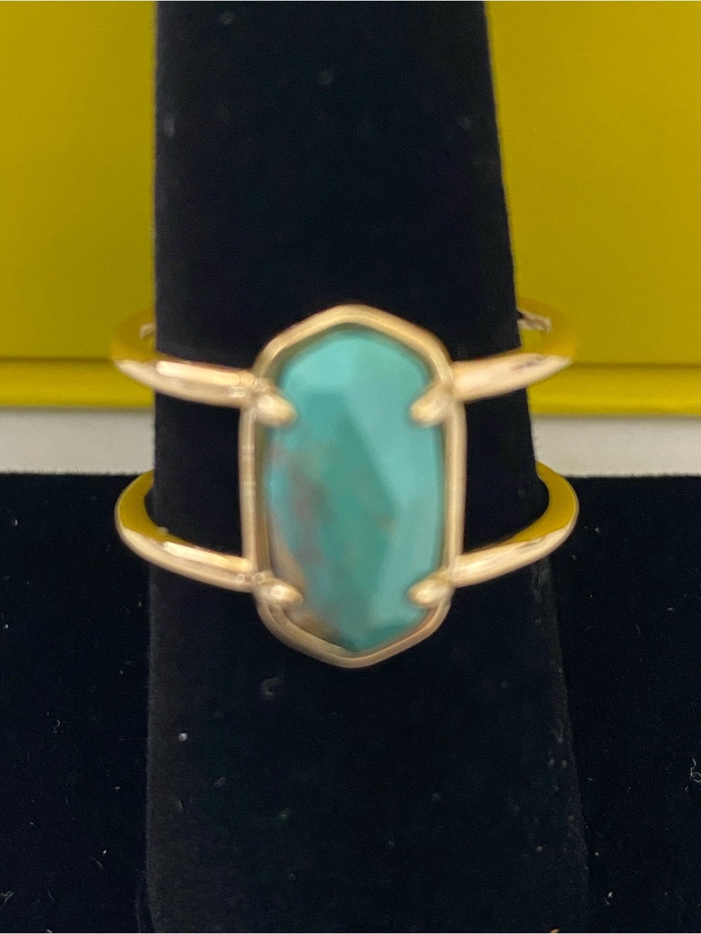 Kendra Scott Elyse Ring Turquoise Stone Gold-Tone Double-Band Ring Sz 8 NEW